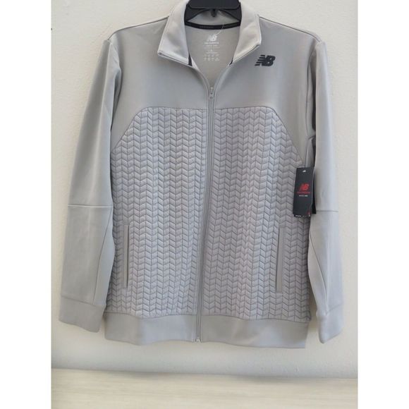 New Balance MJ13156 Men Sz L Gray Heatloft Full Zip Athletic Running Jacket $120 - Picture 2 of 6